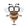 Nerd bee yoga pose vector logo