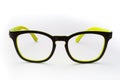 Nerd Black and Yellow Frame Glasses without Lens, Isolated Royalty Free Stock Photo