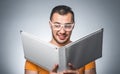 Nerd with book Royalty Free Stock Photo
