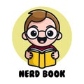 NERD BOOK MASCOT LOGO Royalty Free Stock Photo