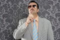 Nerd businessman pensive gesture silly funny retro Royalty Free Stock Photo