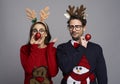 Nerd couple in Christmas time