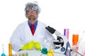 Nerd crazy scientist man portrait working at laboratory