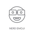 Nerd emoji linear icon. Modern outline Nerd emoji logo concept o