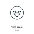 Nerd emoji outline vector icon. Thin line black nerd emoji icon, flat vector simple element illustration from editable emoji