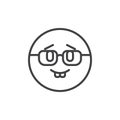 Nerd emoticon outline icon.