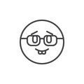 Nerd emoticon outline icon.