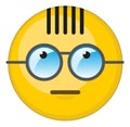 Nerd emoticon. Smart face in glasses. Yellow emoji Royalty Free Stock Photo