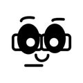 Nerd emoticon. vector smiley.