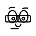 Nerd emoticon. vector smiley.