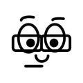 Nerd emoticon. vector smiley.