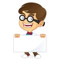 Nerd Geek holding sign Royalty Free Stock Photo