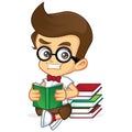 Nerd Geek read a book Royalty Free Stock Photo