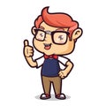 Nerd Geek Giving Thumb Up Royalty Free Stock Photo