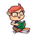 Nerd Geek Reading Books Royalty Free Stock Photo