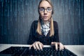 Nerd girl hacker Royalty Free Stock Photo