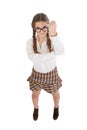 Nerd girl umbrella gesture Royalty Free Stock Photo