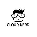 Nerd with glasses cloud form vector design template