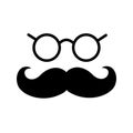 Nerd glasses and mustaches icon black vector icon isolated