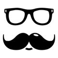 Nerd glasses mustaches icon , simple style