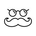 Nerd glasses and mustaches line icon black vector icon