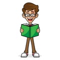 Nerd Guy Reading Book