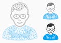Nerd Guy Vector Mesh Carcass Model and Triangle Mosaic Icon Royalty Free Stock Photo