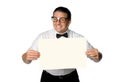 Nerd Holding Blank Sign Royalty Free Stock Photo