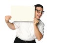 Nerd Holding Blank Sign Royalty Free Stock Photo