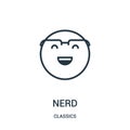 nerd icon vector from classics collection. Thin line nerd outline icon vector illustration. Linear symbol