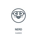 nerd icon vector from classics collection. Thin line nerd outline icon vector illustration. Linear symbol