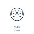 nerd icon vector from classics collection. Thin line nerd outline icon vector illustration. Linear symbol
