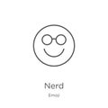 nerd icon vector from emoji collection. Thin line nerd outline icon vector illustration. Outline, thin line nerd icon for website