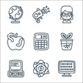 Nerd line icons. linear set. quality vector line set such as coding, atom, old computer, plant, calculator, apple, nerd, laser gun Royalty Free Stock Photo