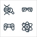 Nerd line icons. linear set. quality vector line set such as atoms, game controller, nerd