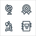 Nerd line icons. linear set. quality vector line set such as notebook, microscope, awards