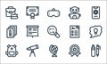 Nerd line icons. linear set. quality vector line set such as pen, globe, school bag, awards, telescope, poker cards, exam, robot,