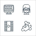 nerd line icons. linear set. quality vector line set such as puzzle, film, nerd