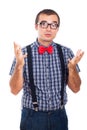 Nerd man gesturing Royalty Free Stock Photo