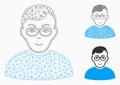 Nerd Man Vector Mesh 2D Model and Triangle Mosaic Icon