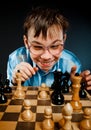 Nerd play chess Royalty Free Stock Photo