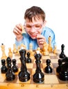 Nerd play chess Royalty Free Stock Photo