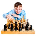 Nerd play chess Royalty Free Stock Photo