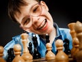 Nerd play chess Royalty Free Stock Photo