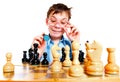 Nerd play chess Royalty Free Stock Photo