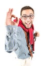 Nerd posing Royalty Free Stock Photo