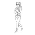 Nerd student girl coloring book vector Royalty Free Stock Photo