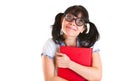 Nerd Student Girl with Textbooks Royalty Free Stock Photo