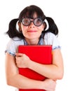 Nerd Student Girl with Textbooks Royalty Free Stock Photo