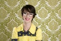 Nerd woman retro portrait 70s wallpaper